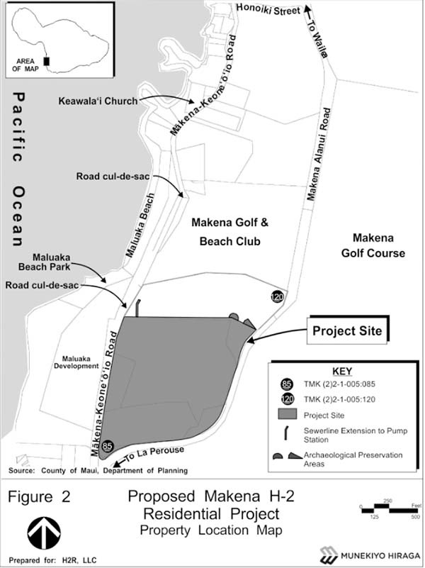 A map shows the location of the proposed H2R 53-lot development in Makena. MUNEKIYO HIRAGA map